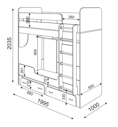 Кровать двухъярусная Остин, М25 