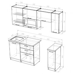 Кухонный гарнитур Лира ультра, 200 см