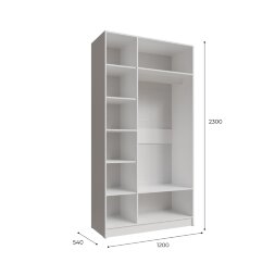 Шкаф трехстворчатый с зеркалом Мадрид, Белый/Ателье светлое