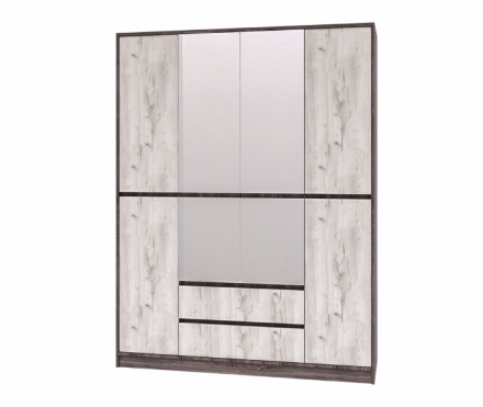 Шкаф 4-х дверный Милана, Ясень Анкор/Дуб Эльза 