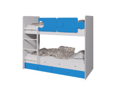 Кровать двухъярусная Тетрис, Белый / Синий