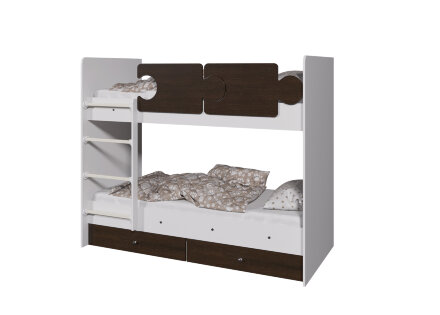 Кровать двухъярусная Тетрис, Белый / Синий 