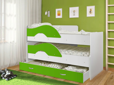 Кровать Матрешка белый + зеленый 