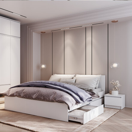 Кровать двуспальная Симпл, Белый 