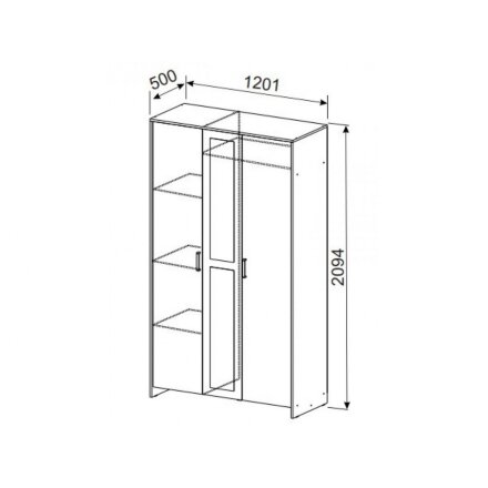 Шкаф 3-х створчатый Дольче, Графит 
