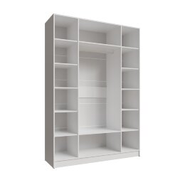 Шкаф четырехстворчатый с зеркалом Мадрид, Белый/Ателье светлое