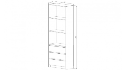 Стеллаж 3 ящика Бостон, Анкор светлый 