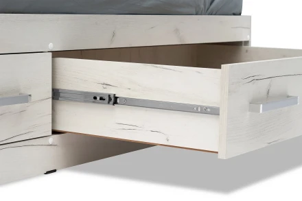 Кровать двуспальая с ящиками Фиеста New, Дуб крафт белый / Графит 