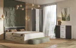 Модульная спальня Фиеста New - 2, Дуб крафт белый / Графит