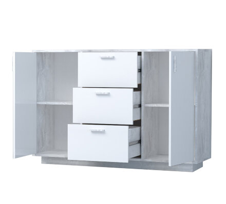 Комод с 3мя ящиками и 2 дверями на цоколе К-2 ЭГО, бетон 