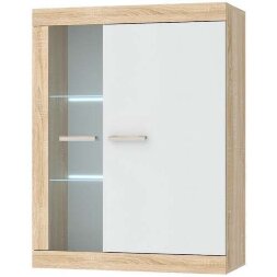 Витрина навесная ВНС-800 Соната, Сонома/Белый глянец 