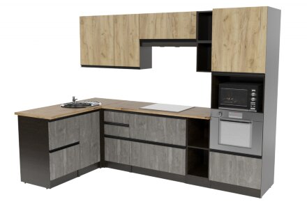 Кухонный угловой гарнитур Адажио мега прайм, 150х270 см   