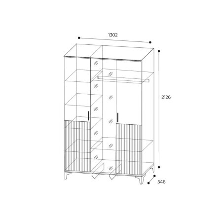 Шкаф 3-створчатый Дюна с зеркалом 