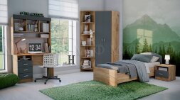 Кровать Мартина,  графит/дуб крафт