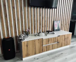 Тумба ТВ большая Парус, белый/вотан