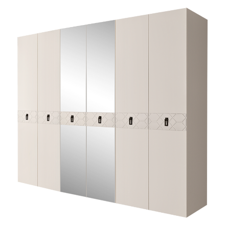 Шкаф 6 дверей БМШ1/6(Fa) (с зеркалами) Bogemia Farfalle 