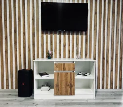 Тумба ТВ малая Парус, белый/вотан