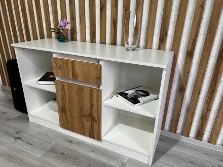 Тумба ТВ малая Парус, белый/вотан 