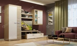 Навесная полка НПС-1200 Соната, Сонома/Белый глянец 