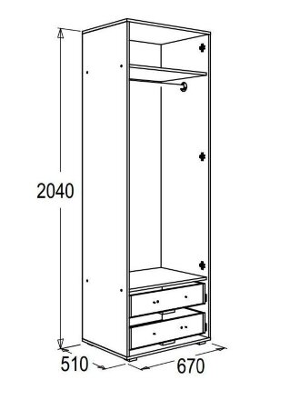 Шкаф 2-х дверный Омега - 16 