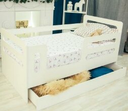 Кроватка-манеж Горизонтали с ящиком 