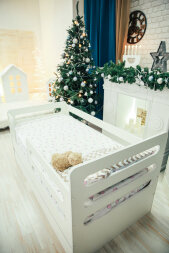 Кроватка-манеж Горизонтали с ящиком 