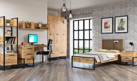 Стол письменный Гранд, Дуб вотан/Черный нуар 