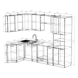 Кухонный гарнитур Лира гранд прайм, 260х140 см