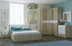 Кровать двуспальная Бьянка, Сонома / Белый глянец