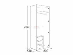 Шкаф 2-х дверный для одежды и белья Омега - 16