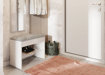 Тумба для обуви Лина, белый / фиолетовый 