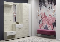 Тумба с зеркалом ТМ-002 Сафари, крафт белый