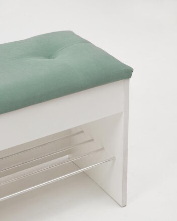 Тумба для обуви Лина, белый / бирюза 