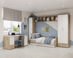 Стеллаж 1706 Оливия, Серый дуб/Белый