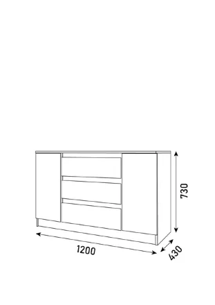 Комод 1200 Парус, белый/Графит 