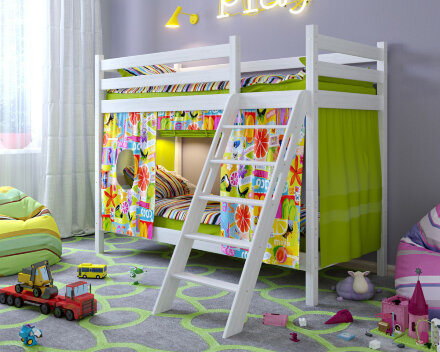 Двухъярусная кровать Сонечка с наклонной лестницей 