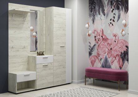 Модульная прихожая Сафари, крафт белый 