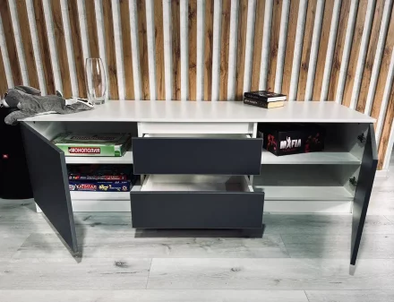 Тумба ТВ большая Парус, белый/Графит 