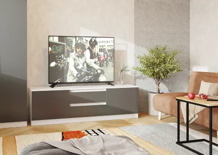 Тумба ТВ большая Парус, белый/Графит 