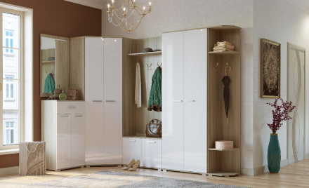 Шкаф торцевой с вешалками Италия, Сонома/белый глянец 