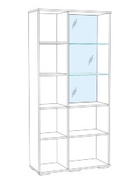 Шкаф с полками и витриной Ливорно ЛШ-6, орех донской