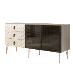 Комод (для гостиной) 1.6 БМКМ-4(Fa) [5] (2 двери стекло) Bogemia Farfalle