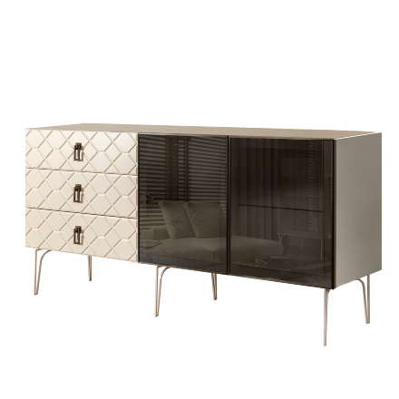 Комод (для гостиной) 1.6 БМКМ-4(Fa) [5] (2 двери стекло) Bogemia Farfalle 