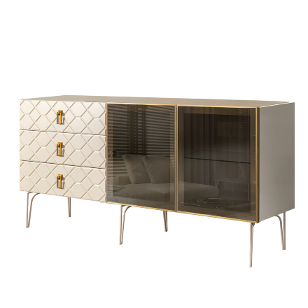 Комод (для гостиной) 1.6 БМКМ-4(Fa) [5] (2 двери стекло) Bogemia Farfalle 