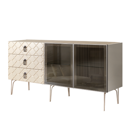 Комод (для гостиной) 1.6 БМКМ-4(Fa) [5] (2 двери стекло) Bogemia Farfalle 