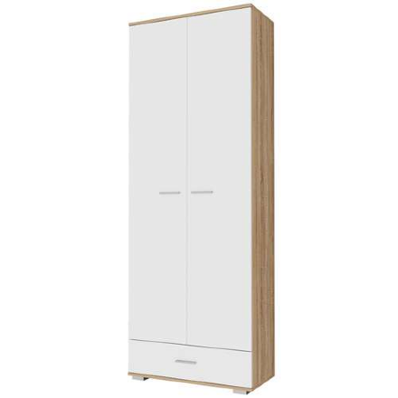 Шкаф 2-х дверный,1 ящик Италия, Сонома/белый глянец 