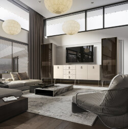 Комод (для гостиной) 2.1 БМКМ-5(Fa) (3 двери лак) Bogemia Farfalle