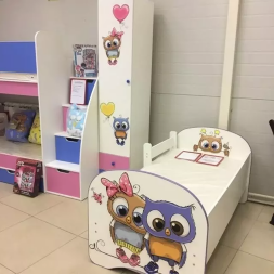 Шкаф однодверный с ящиками и фотопечатью Совята 1.1