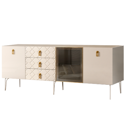 Комод (для гостиной) 2.1 БМКМ-5(Fa) [4] (1 дверь стекло-2 двери лак) Bogemia Farfalle 