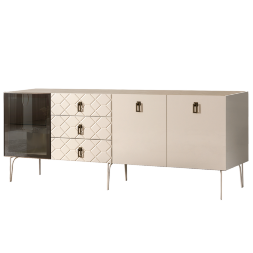 Комод (для гостиной) 2.1 БМКМ-5(Fa) [4] (1 дверь стекло-2 двери лак) Bogemia Farfalle